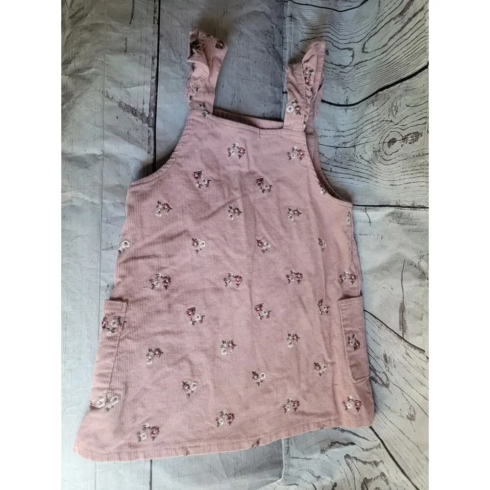 Nicole Miller NY Floral Corduroy Dress Jumper Embroidered Flowers Toddler 24M